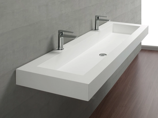 Plan vasque Design, sur mesure, Largeur 100 à 200 cm x Profondeur 40 à 60 cm, résine minérale ACRYSTONE® SOLID-SURFACE Finition lisse, Livraison Offerte et Rapide.